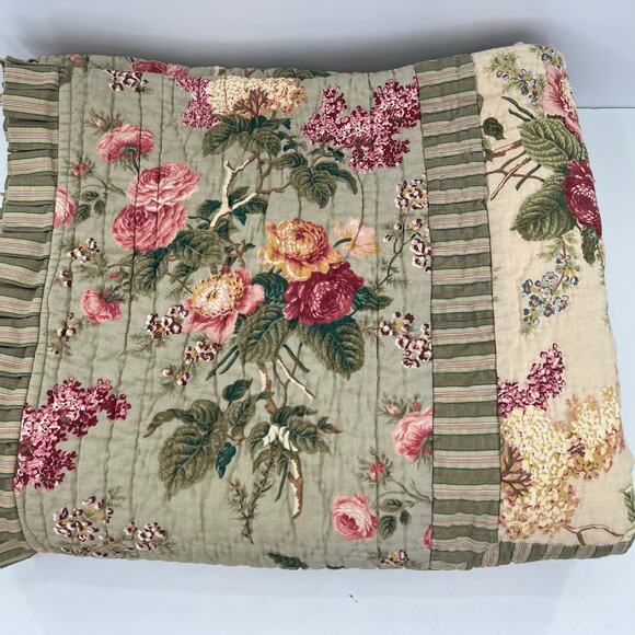 Waverly linen blend heirloom floral twin quilt - Picture 4 of 13